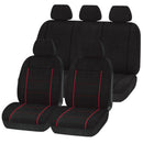 JEU COMPLET DE HOUSSES UNIVERSELLES, NOIR / ROUGE